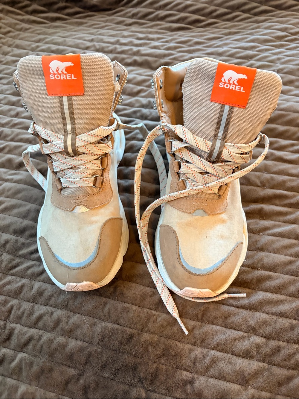 Sorel Women’s Beige and Orange High-Top Sneakers